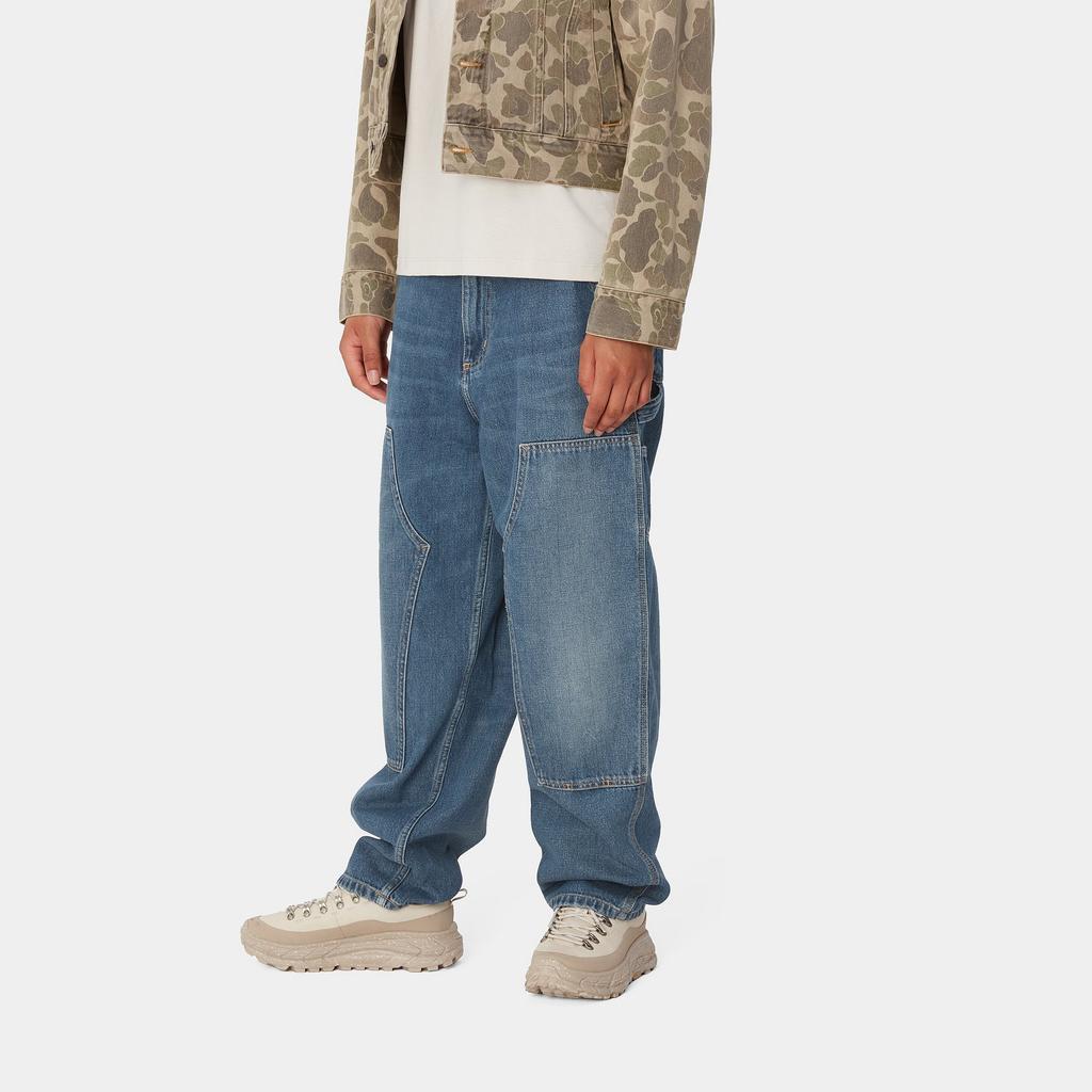Carhartt WIP Fw24 W Brandon Double Knee Pant Loose Straight Leg Zipper Fly Jeans Women Pants Light-Blue I034229-01-4L