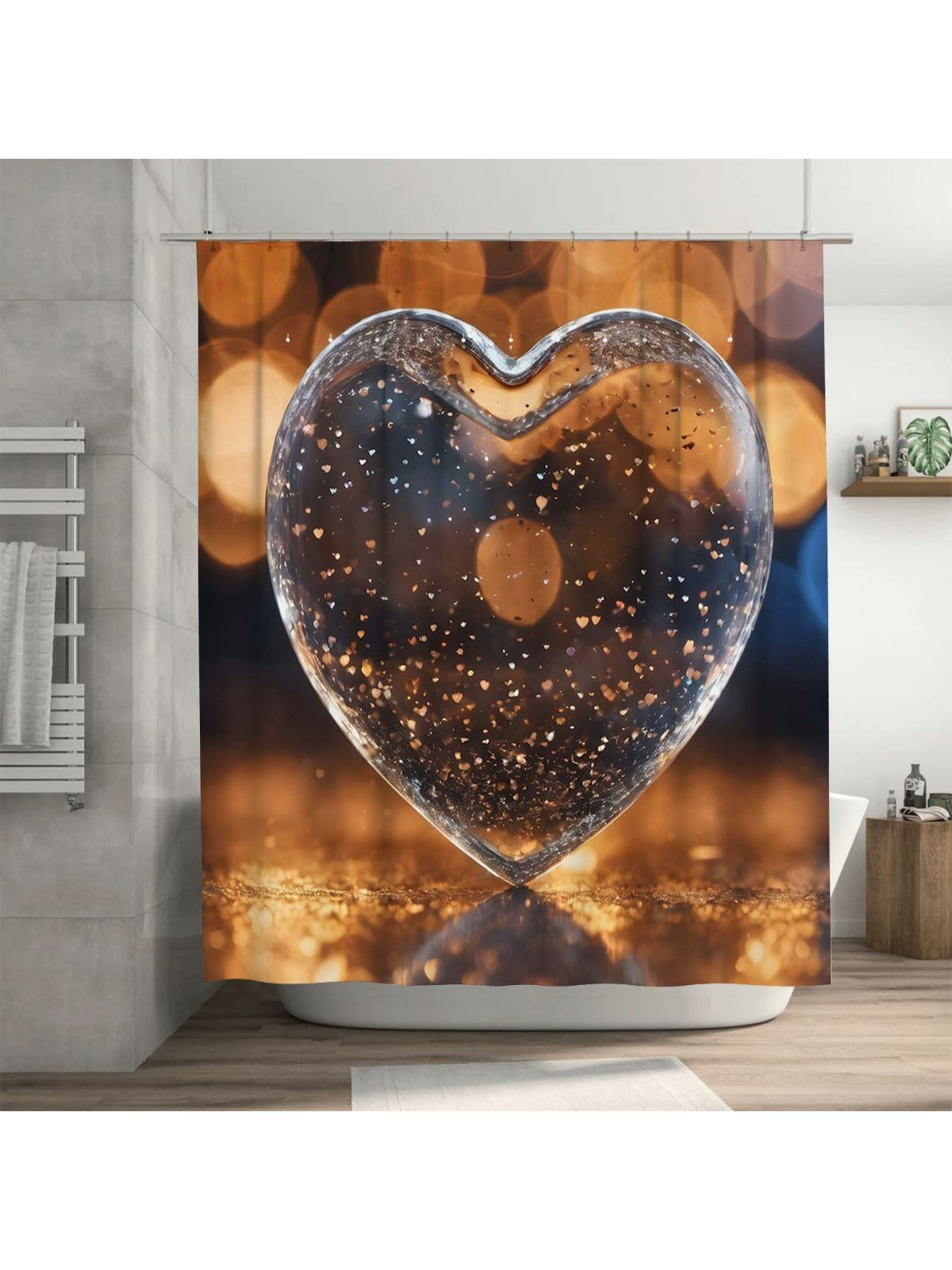

3D Sparkling Heart Shower Curtain | Romantic and Elegant Bathroom Decor 90X180cm