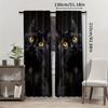 2PCS Black Cat Print Art Curtains, Pole Bag Polyester Material Design, Bedroom, Home Decoration