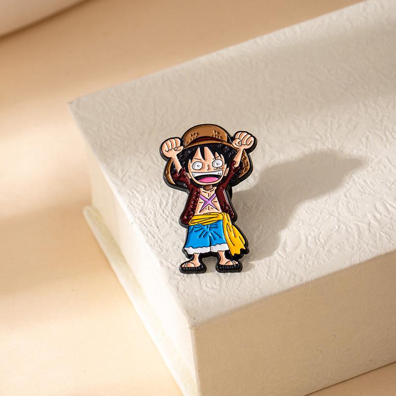 Cartoon Anime One Piece Brooch Peripheral Metal Badge Luffy Pirates Alloy Oil Dripping Clothes Bag Accessories