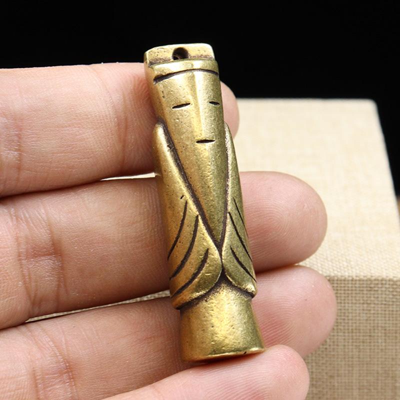 Antique Solid Brass Weng Zhong Small Ornaments Pendant Vintage Copper Car Motorcycle Keychain Retro Accessory Collectibles Gifts