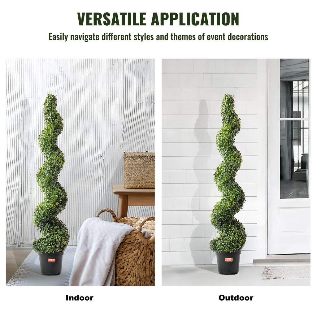 2 Pack 5' Artificial Boxwood Topiary Tree Faux Plant UV Decor In/Outdoor