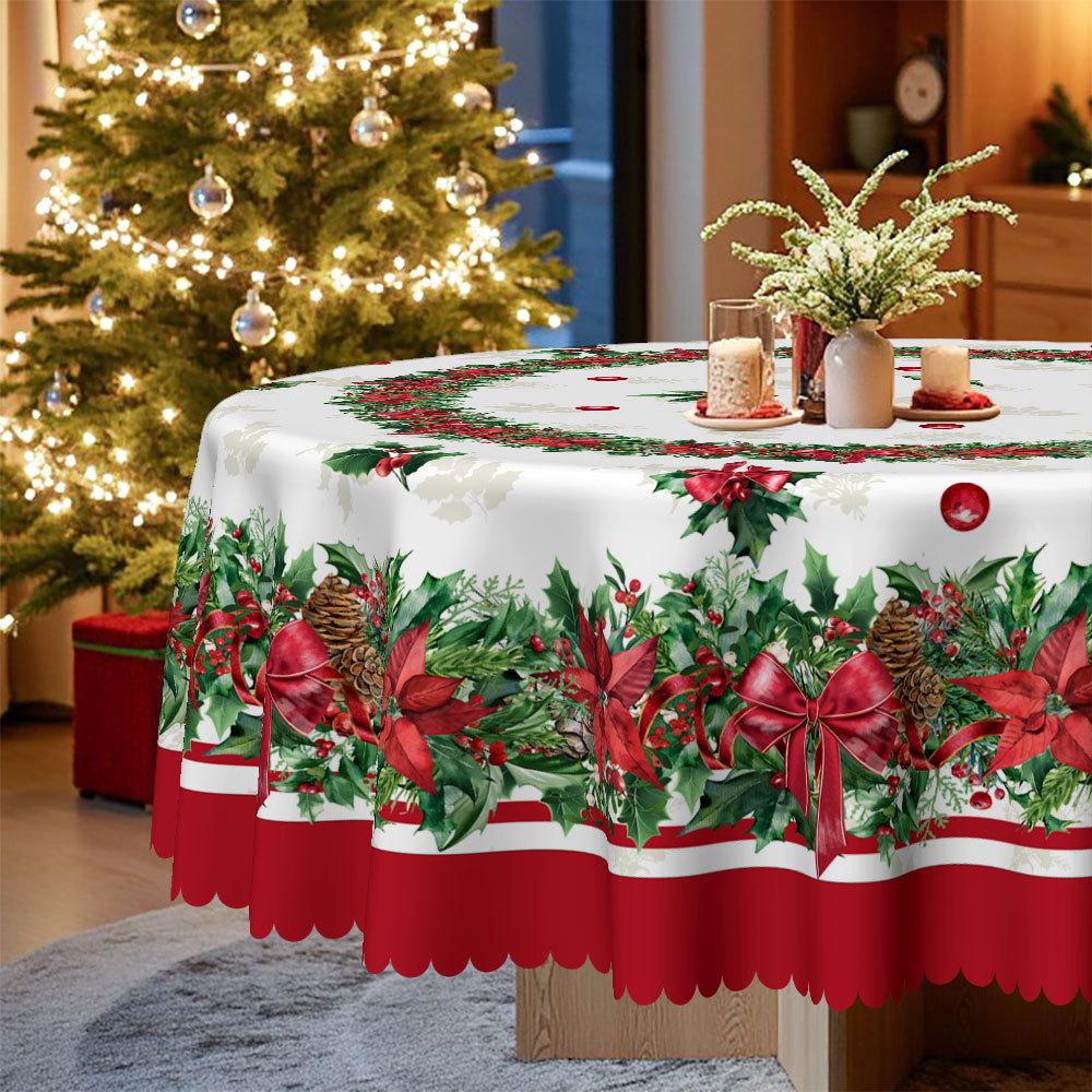 Weihnachts-Retro-Tischdecke, Rechteckige Esstisch-Kaffeetischabdeckung, Party-Dekorationstuch