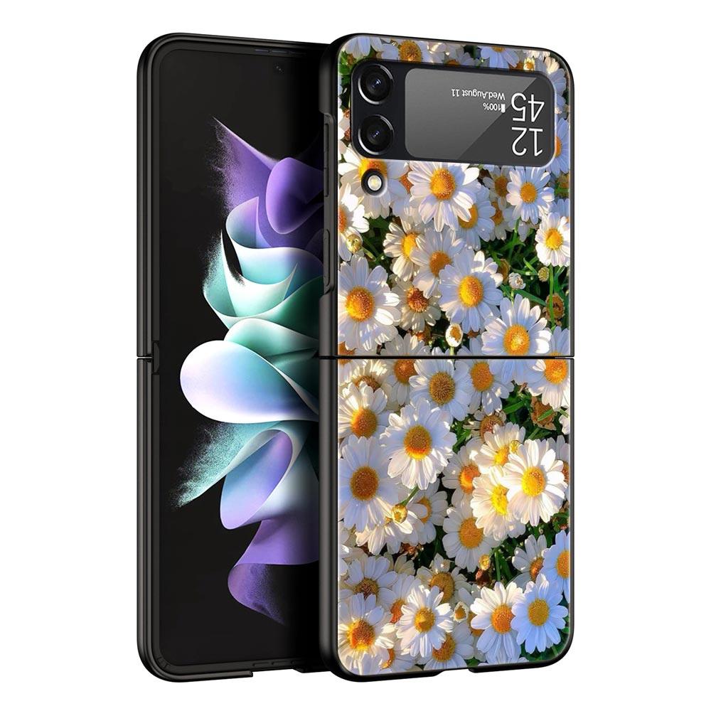Phone Case for Samsung Galaxy Z Flip 3 4 5 6 7 Folding Shell For Samsung Z Flip4 Flip5 PC Hard Cover Soft Pale Little Flower
