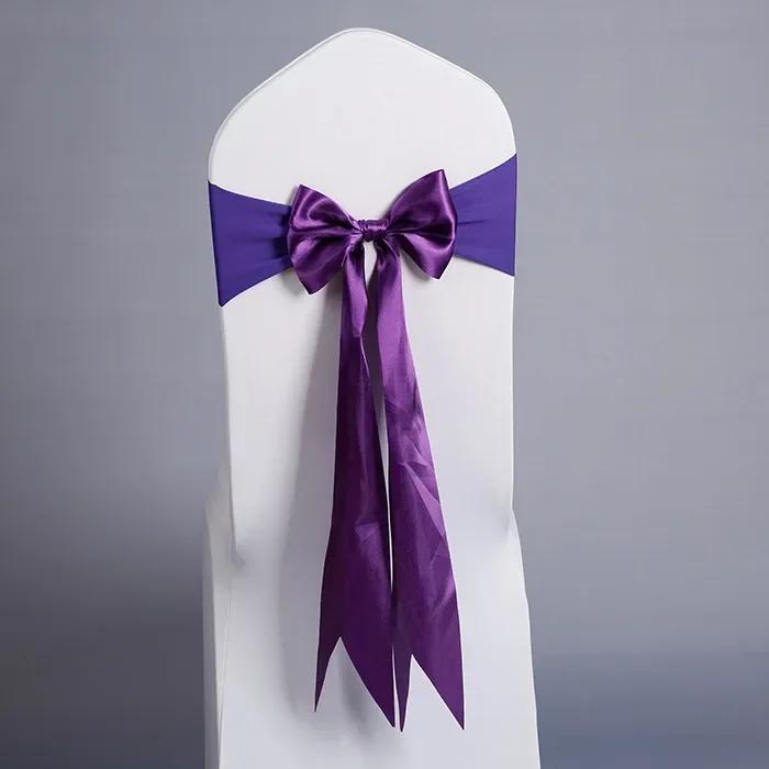 Wedding Decoration Satin Chair Sash Colour Design Bow Tie Birthday Party Festival Hotel Show Shiny Look Luxury Dining Room