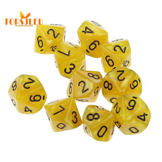 Mehrseitige einfarbige TRPG-Spiel D10 polyedrische Würfel – 10-teiliges Set, lebendige Farben, perfekt für Party-Requisiten