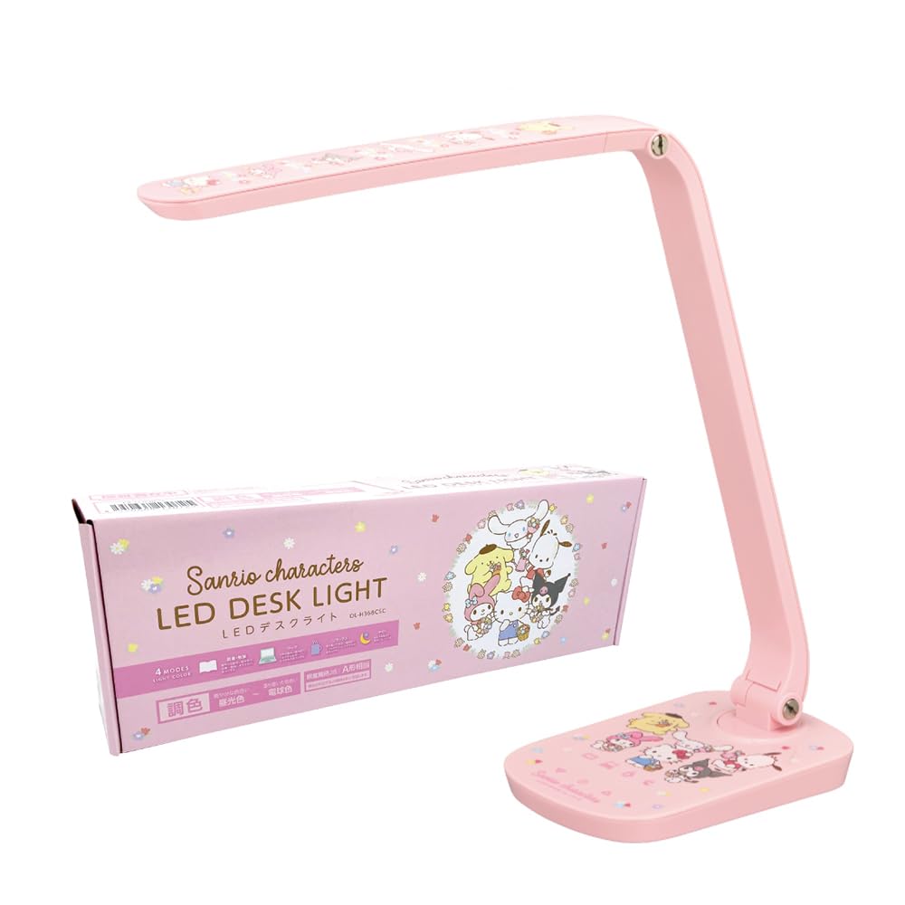 

Sanrio Characters LED Desk Light, Dimmable and Color-Adjustable, 4 Modes (ReadingStudying, Work, Relax, Night), USB Powered by Doshisha