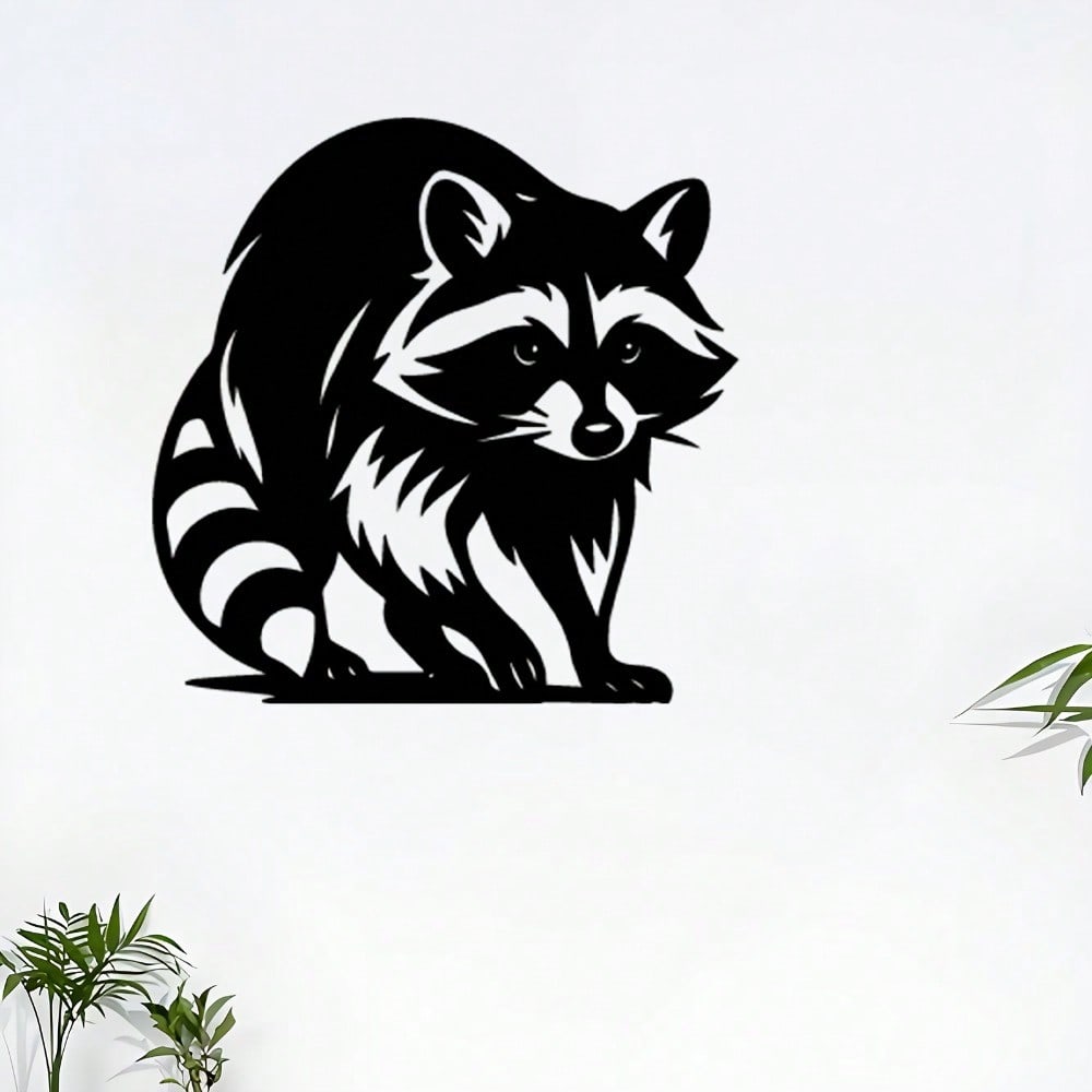 1pc Vivid Raccoon Metal Wall Art, Weather-Resistant Wildlife Decor for Home & Garden