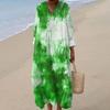 Women's Casual Fashion V-Neck Long Sleeve Floral Print Maxi Dress
