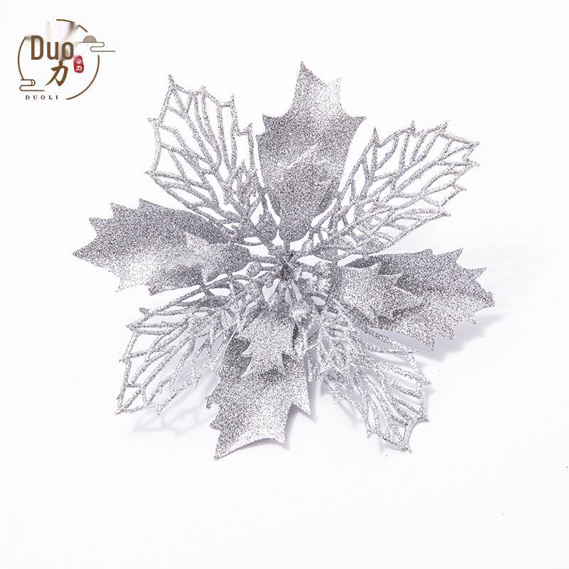 Fiore di Natale Vuoto Glitterato da 16 cm per Decorazione Fotografica