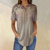 Korte Mouw Dames Tops Zomer T-shirts Bloemenprint V-hals Casual Basis T-shirt Knopenhemden Tuniek Tops