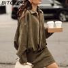BITCED Women's Pre-Spring Fashion Suede-Effect Pilot Jacket