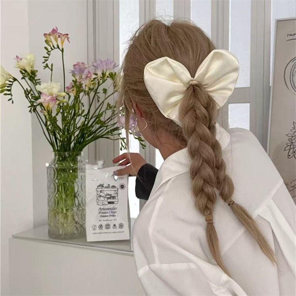 Love Large Satin Hair Scrunchies Heart Shape Ponytail Elastic Rubber Band  Ladies