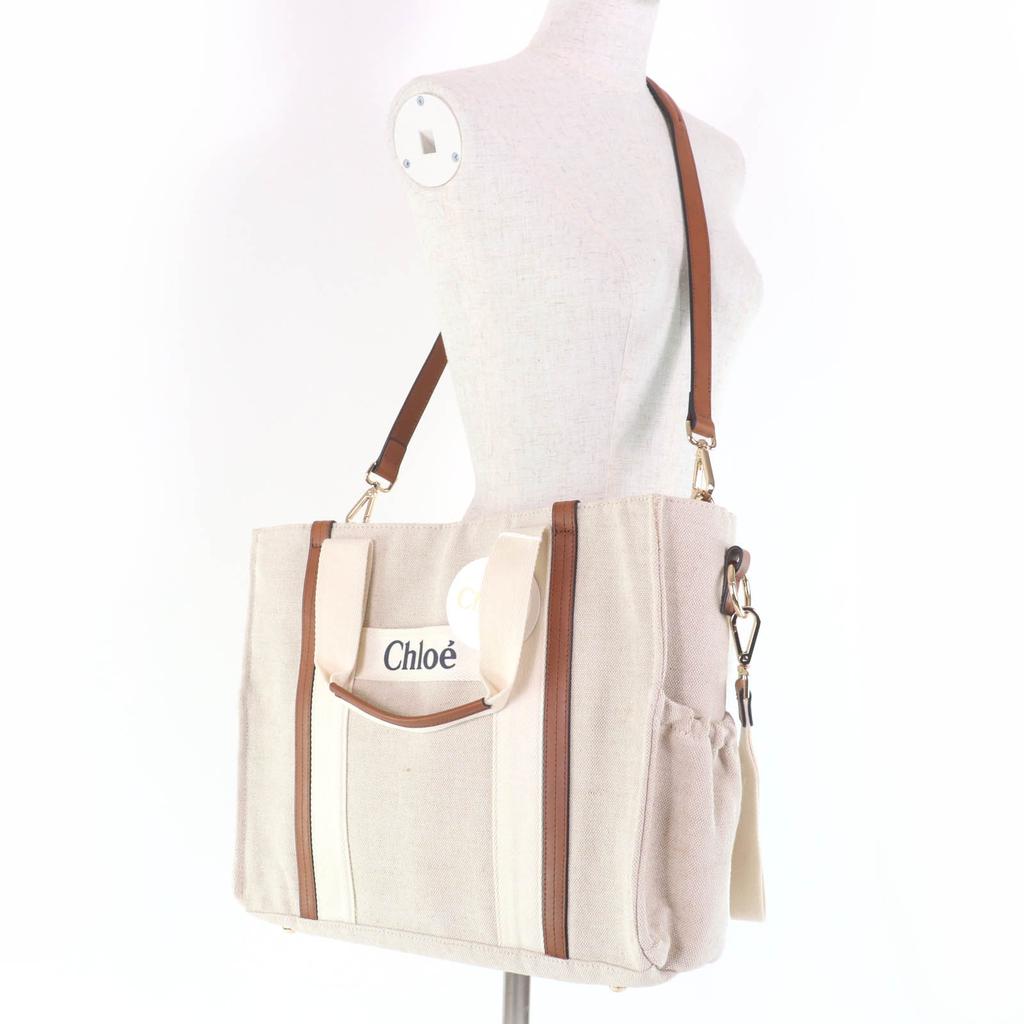 Pristine Chloe Tote Bag Baby Carrying Bag Mother's Bag Beige Jute Women C90406 Used