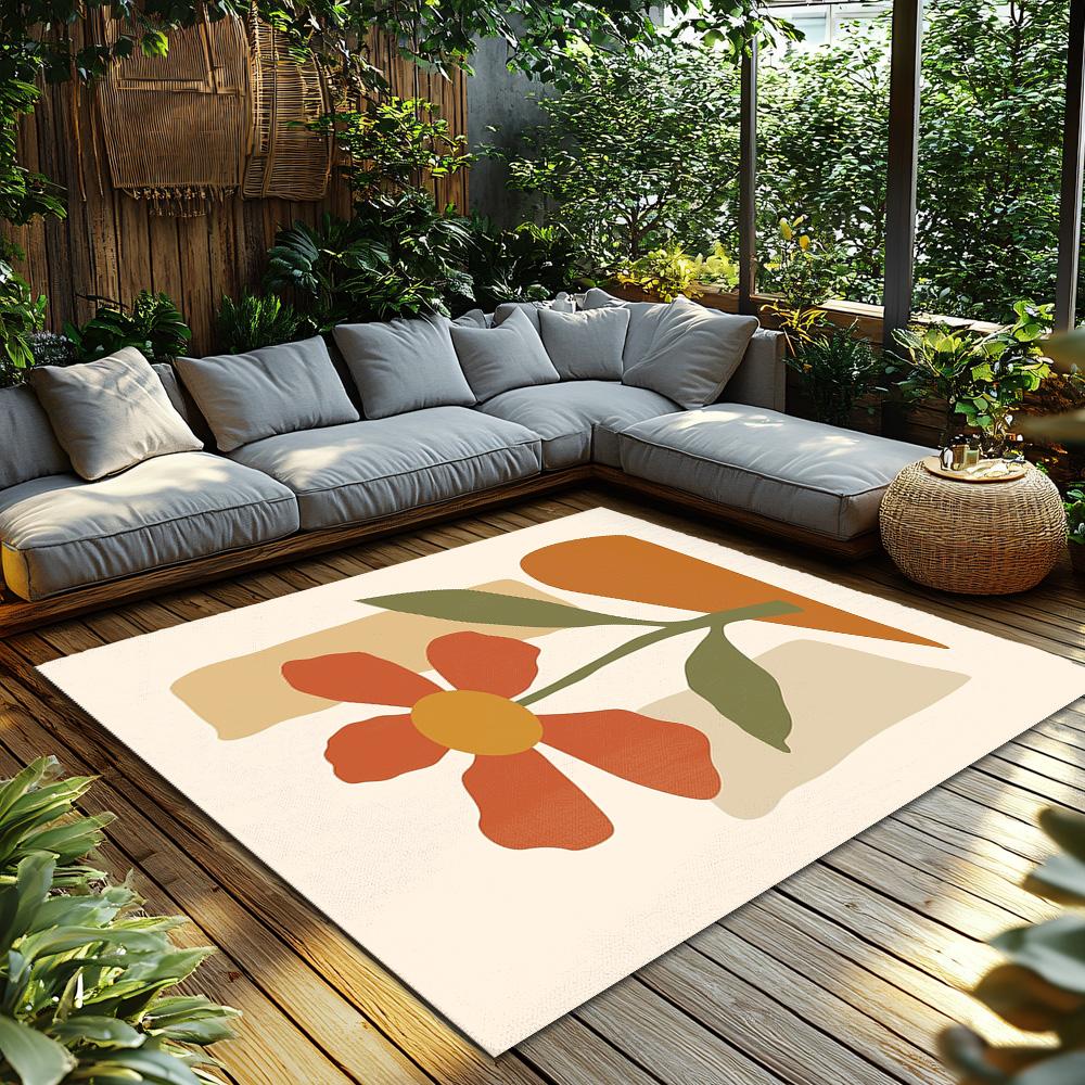 Boho Floral Area Rug Washable Non Slip Modern Abstract Home Decor Living Room Bedroom Mat Floor Carpet Stylish Accent