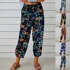 Damen S Hohe Taille Kordelzug Knöchellang Lockerer Sitz Vintage Print Hose