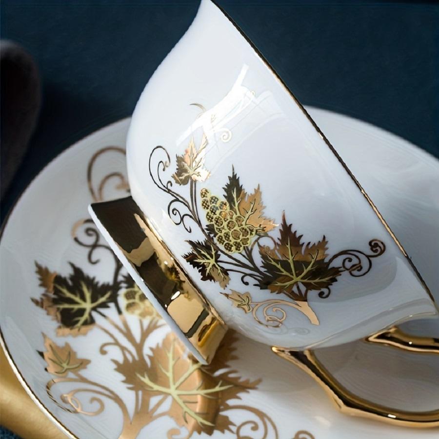 1 Set Elegant Pastoral Ceramic Tea Mug Set with Saucer and Spoon - 676oz Porcelain Teacup Fine and Cafe Espresso Cup for Home