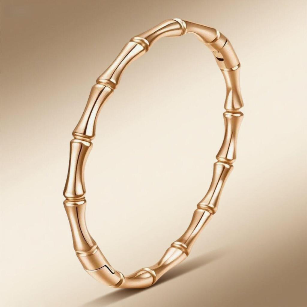 Retro Versatile Titanium Steel Open Bamboo Bangle Bracelet