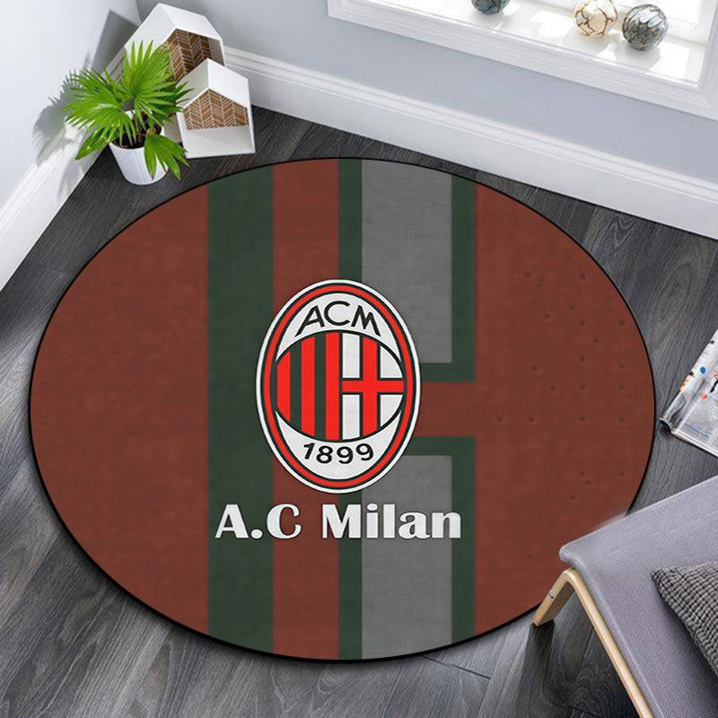 Associazione Calcio Milan Round Area Rug,Carpet Rug for Living Room Bedroom Sofa Playroom Decor,Non-slip Floor Mat