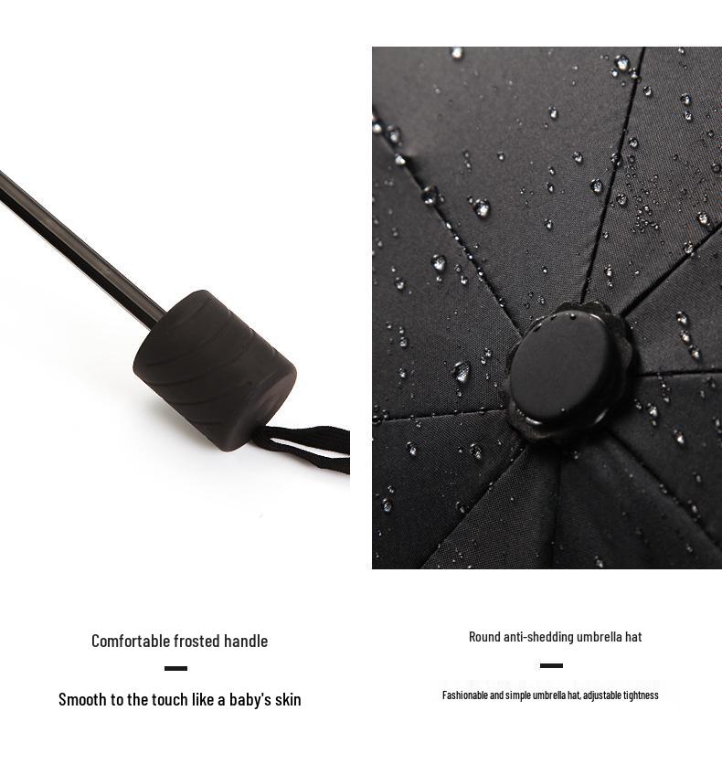 Large Dual-Purpose Sun and Rain Umbrella for 2-3 People, Reinforced Three-Fold Design with Printed Logo