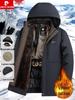 Pierre Cardin Men's Mid-Length Thickened Winter Parka with Golden Sable Velvet