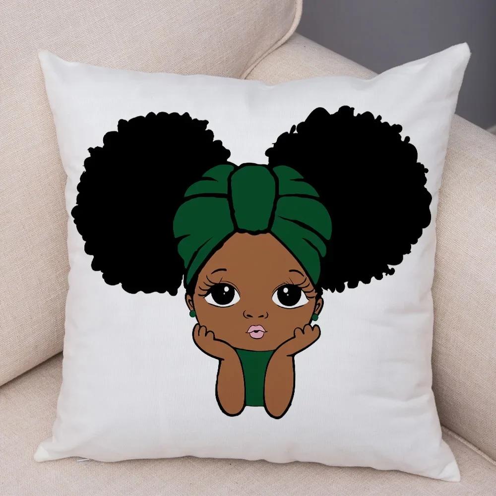 Cute Cartoon Girl Pillowcase Sofa Cushion Cover Home Children's Room Decoration