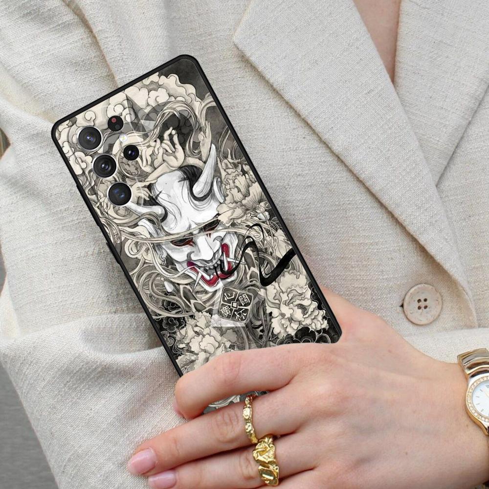 Japanese Oni Hannya Demon Mask SOFT Cell Phone Case for Samsung Galaxy S26 Ultra S25 S24 S23 S22 S21 S20 Note10 Cover