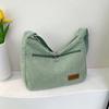 New Large Capacity Corduroy Tote Bag Multi-pocket Adjustable Strap Shoulder Bag Solid Color Crossbody Bag Travel Use