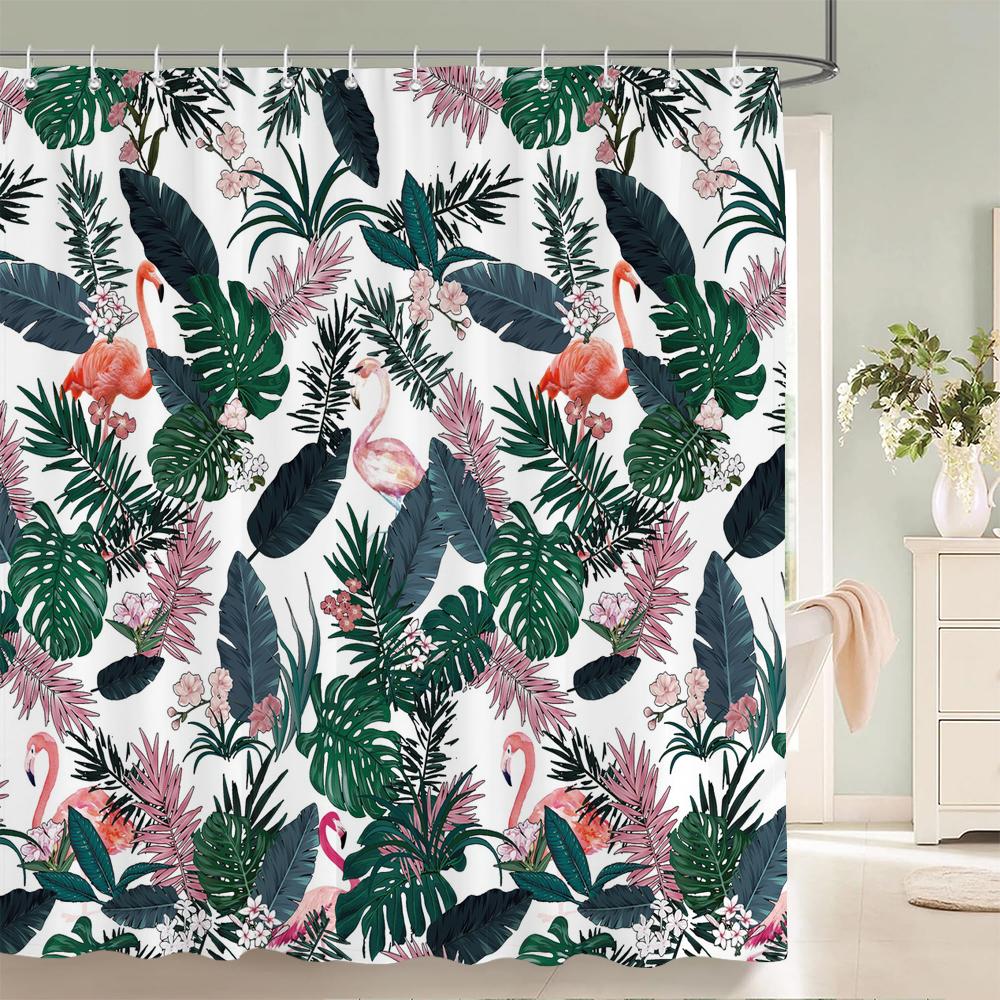 1 pc Plant Leaves Parrot Birds patterned polyester material shower curtain waterproof fabric, home partition bathroom curtain