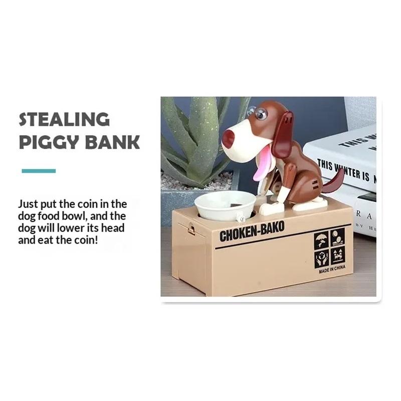 Funny Electric Piggy Bank That Steals Money Choking Dog