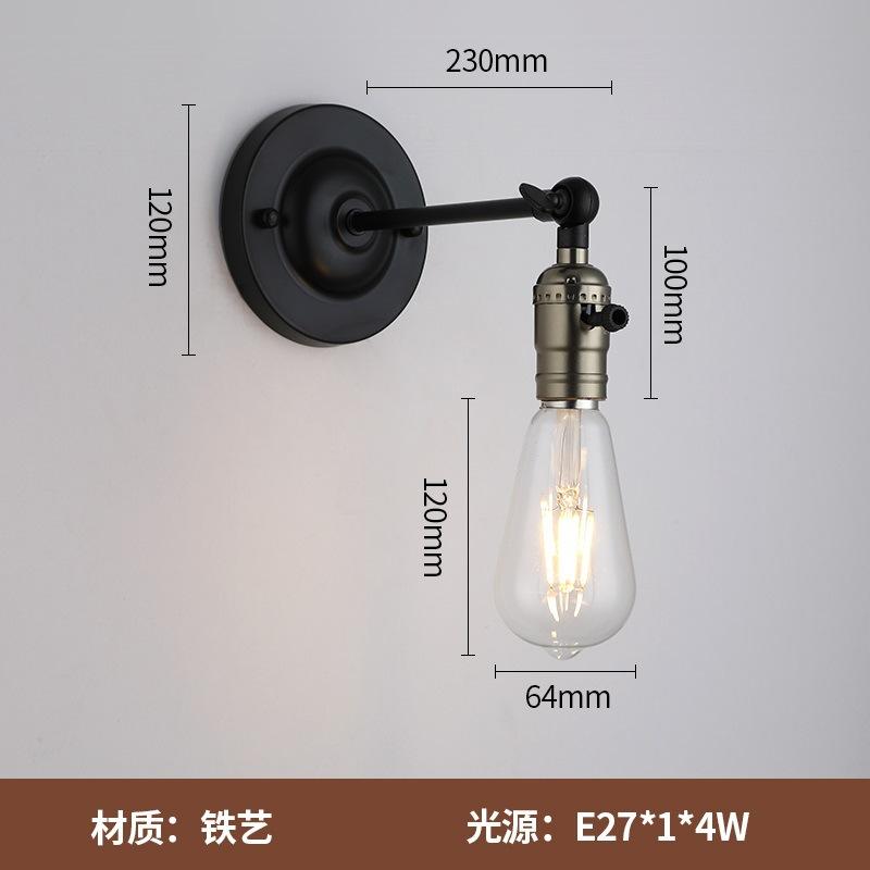 Wall Decor American Retro Industrial Rocker Arm Bedroom Bedside Lamp Aisle Corridor Adjustable Folding Black Gold Wall Lamp