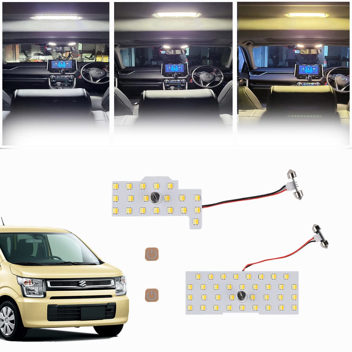 

Suzuki Wagon R/Hustler MR31S/41S LED Room Lamp Set, Dedicated Design, 3 Colors, 15 Levels Suzuki Wagon R/Hustler MR31S/41S
