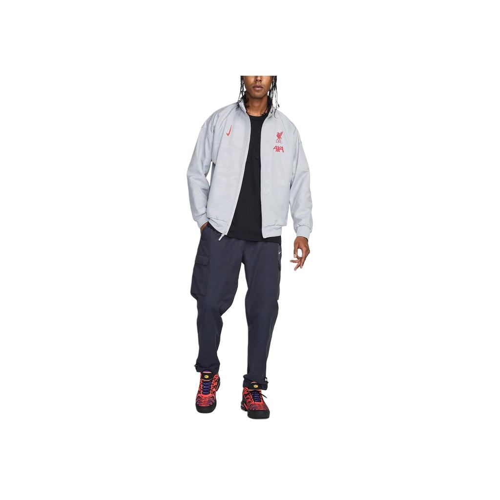 Nike Liverpool FC FW24 Fashion Logo Long Sleeve Zip Jacket Men Jacket Light-Smoke-Grey Black Global-Red HF3377-078