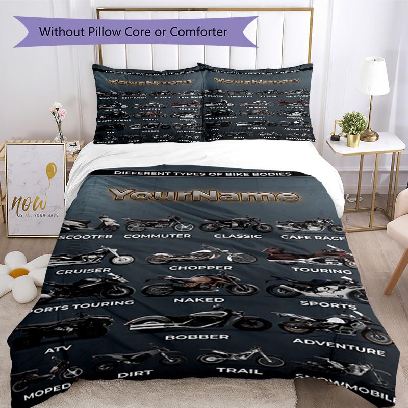 Motociclette Harley-Davidson Personalizza il tuo nome Set Biancheria da Letto Copripiumino Traspirante con Federe Decorazione per la Casa Regalo di Compleanno