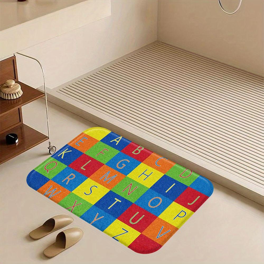 1pc bright letter pattern kitchen mat, flannel toilet mat, printed absorbent floor mat