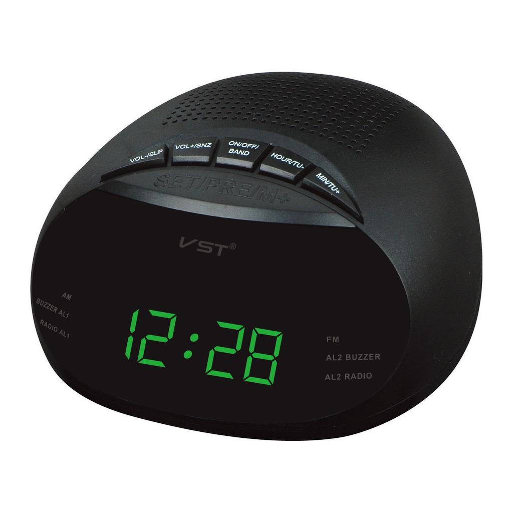 Dual Channel AM/FM LED Clock Radio with Alarm Functions