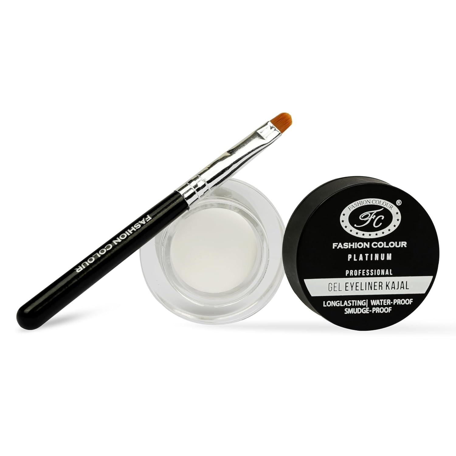 

Fashion Colour Gel Kajal and Eyeliner Waterproof With Brush | Kajal and Eyeliner Combo | Smudge free Kajal White Waterproof | Eyeliner | 6g (White)