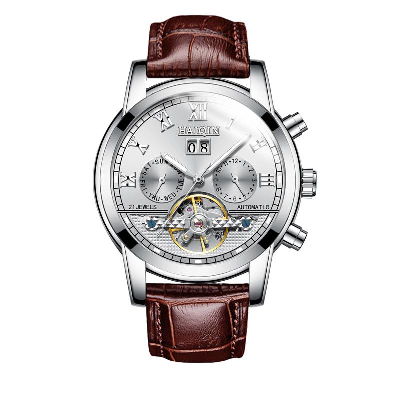 

HAIQIN мужские водонепроницаемые механические часы с турбийоном