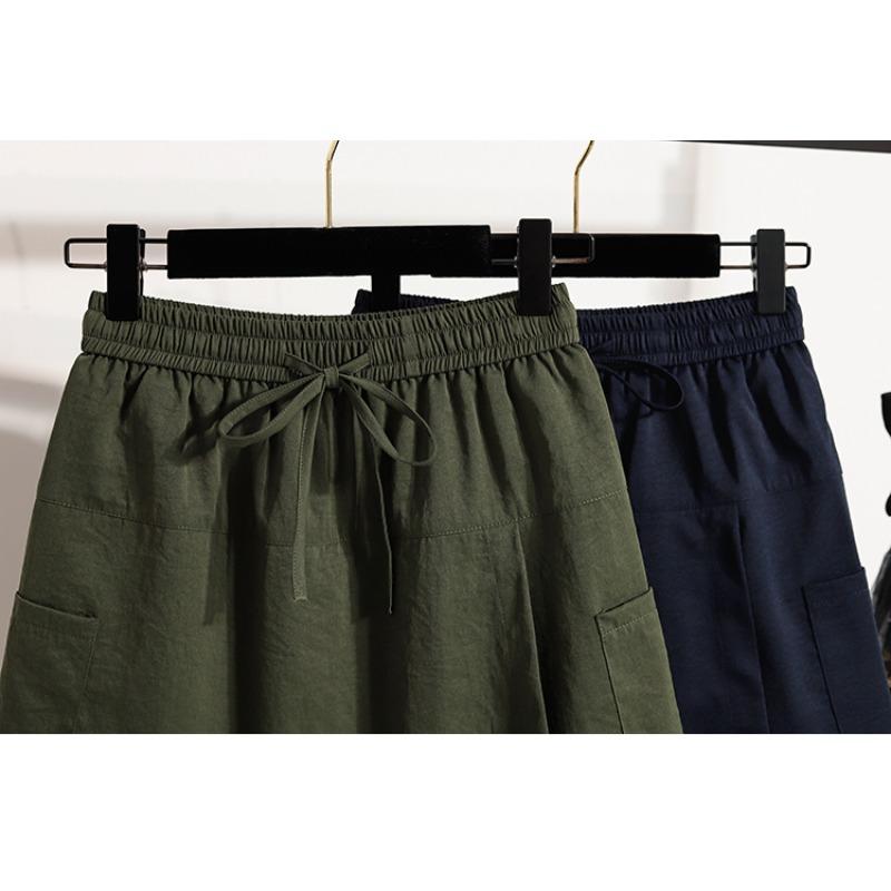 DIMANAF 2025 Plus Size Shorts Summer Women Solid Loose High Waist Casual Short Pants Basic New Wide Leg Pants