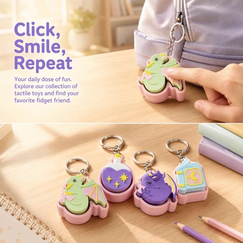 3D Printed Fantasy Flying Dragon Clicker Keychain Decompression Button Toy Party Favor