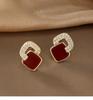 Ankela Red Diamond Shaped Earrings