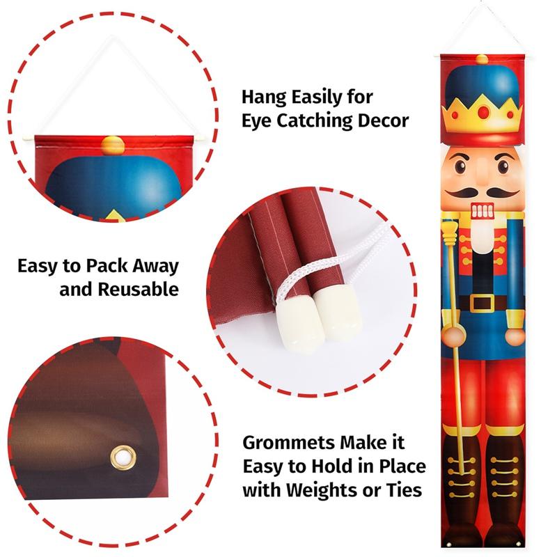 2PCS Nutcracker Soldier Banner Christmas Door Curtain Merry Christmas Decoration for Home 2026 Xmas Navidad Natal New Year Gifts