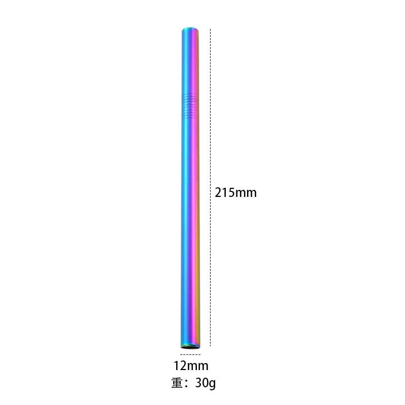 304 Stainless Steel Straw Reusable Metal Straws Set 12mm Diameter Bubble Tea Milkshake Drinking Boba Straw