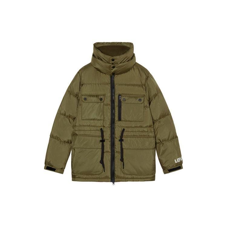 Levis Solid Color Stand Collar Thick Down Jacket Men Outerwear Green A3273-0001