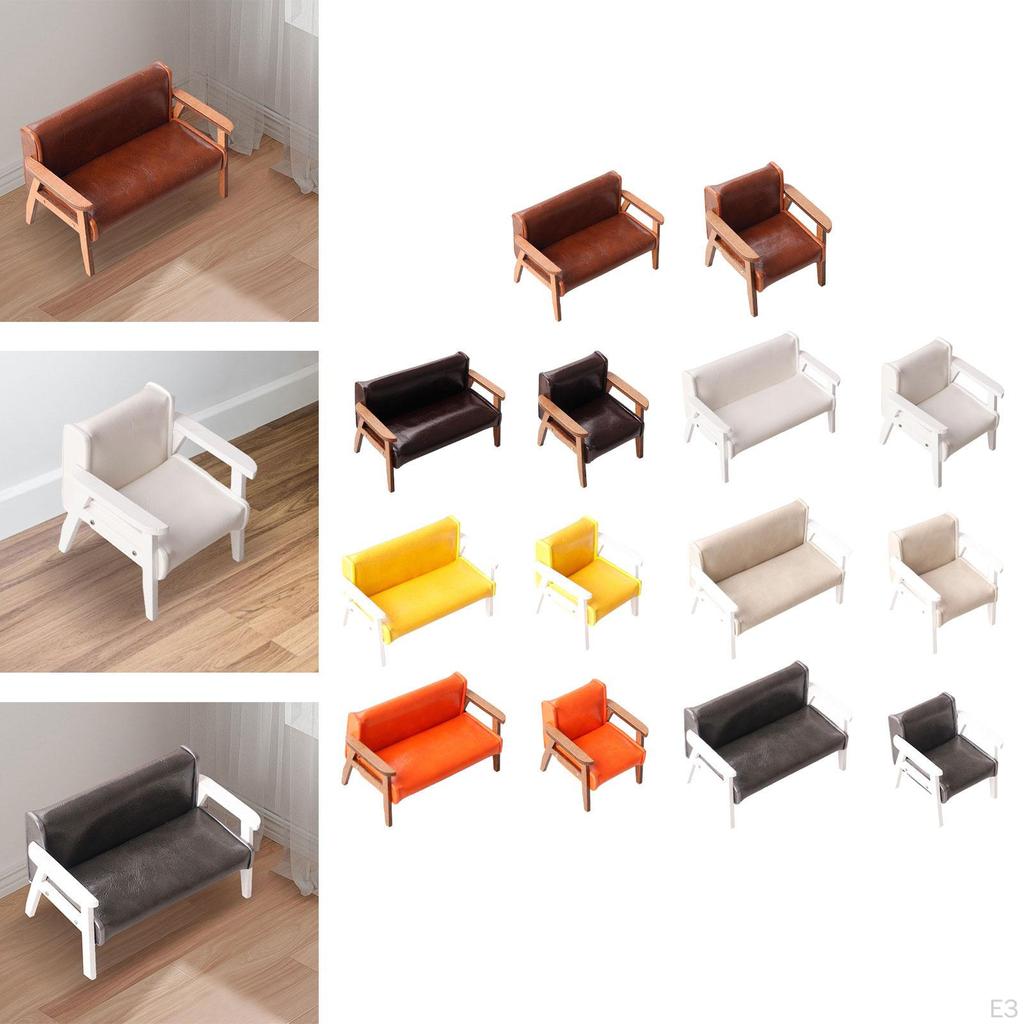 1:12 Scale Dollhouse Furniture, Miniature Sofa, Recliner, Accessories for Mini