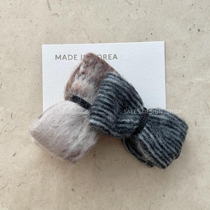 Herbst/Winter Woll-Doppel-Schleifen-Bananenklemme für Damen - Vielseitiges Haaraccessoire für hohen Pferdeschwanz