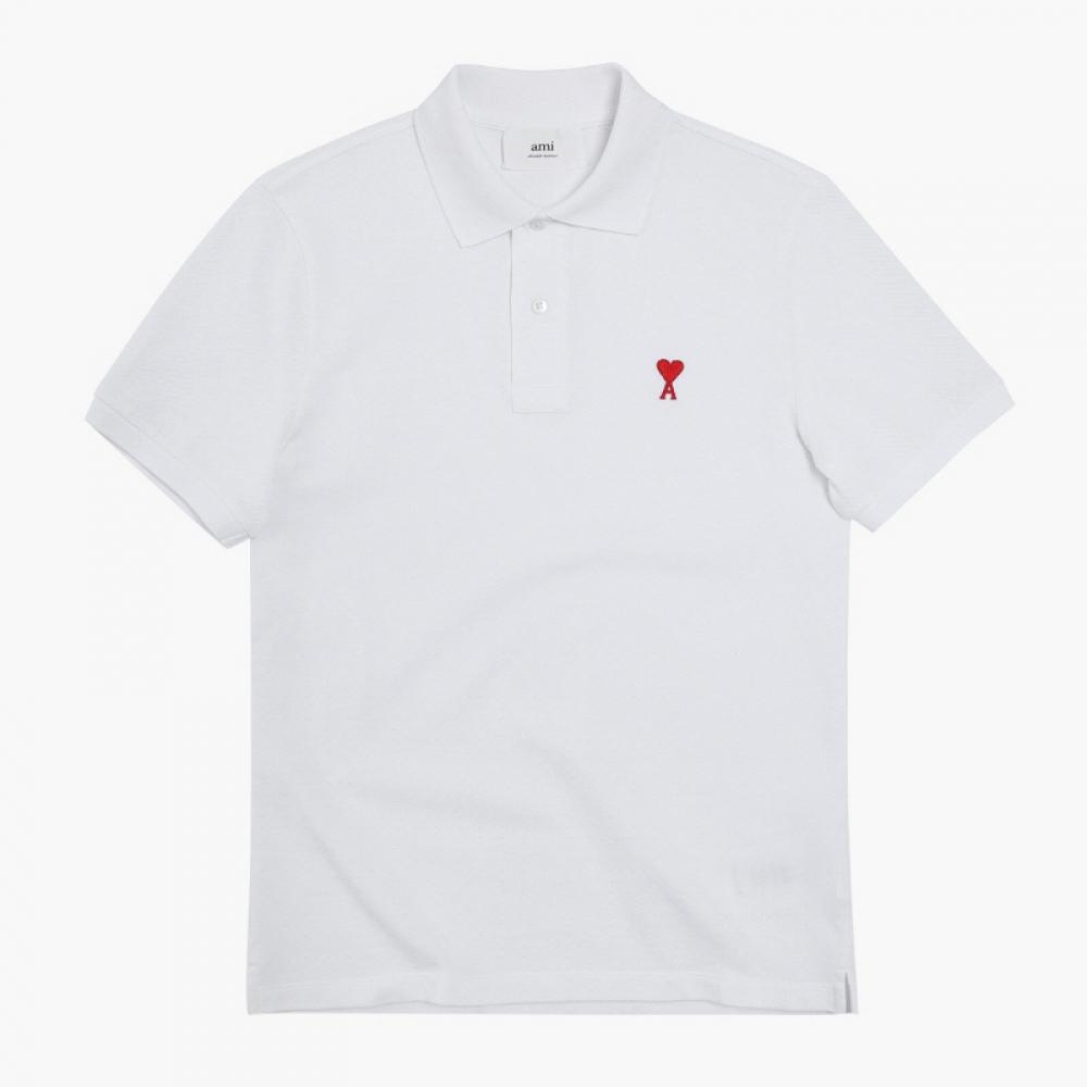Ami Bfupl001 760 100 Ami De Coeur Logo Małe Serce Polo Unisex T-shirt z krótkim rękawem