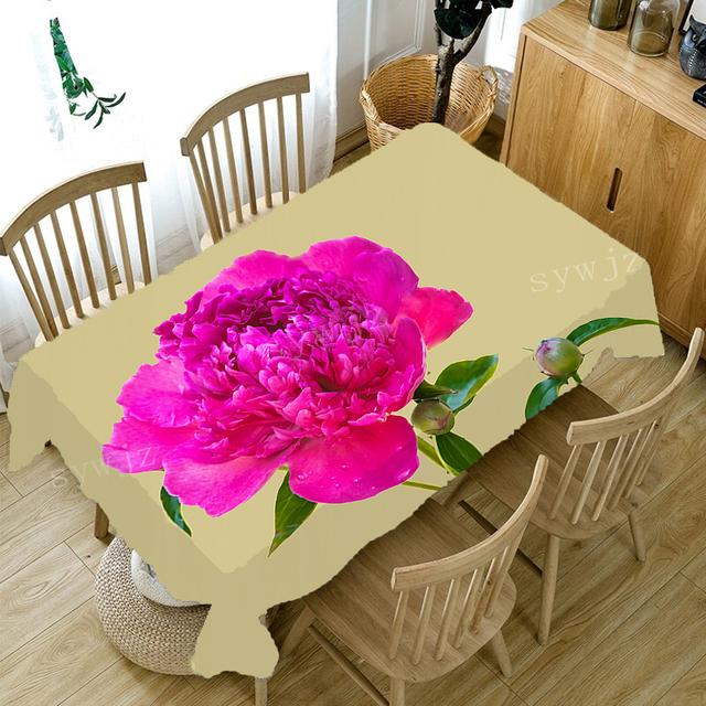 

Скатерть с цветком пиона для гостиной, домашний обеденный стол, украшение для кухни, необрастающая скатерть, прямоугольные аксессуары с принтом 70x70cm27x27inch