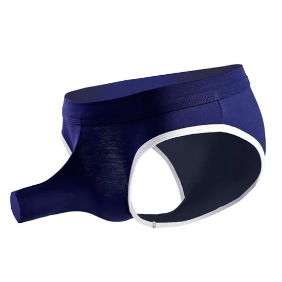 Sexy Men Elephant Nose Open Penis Pouch Briefs Mid Rise Breathable Underwear