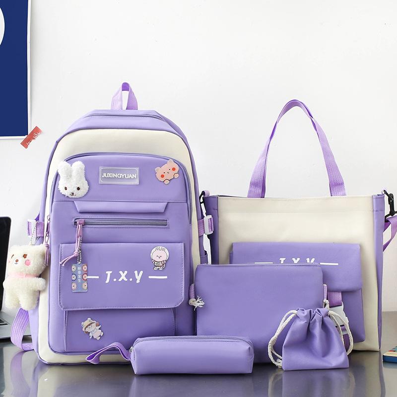 Primary School Boys Five Piece Set Junior High School Students High School Students Backpack Female College Students Backpack